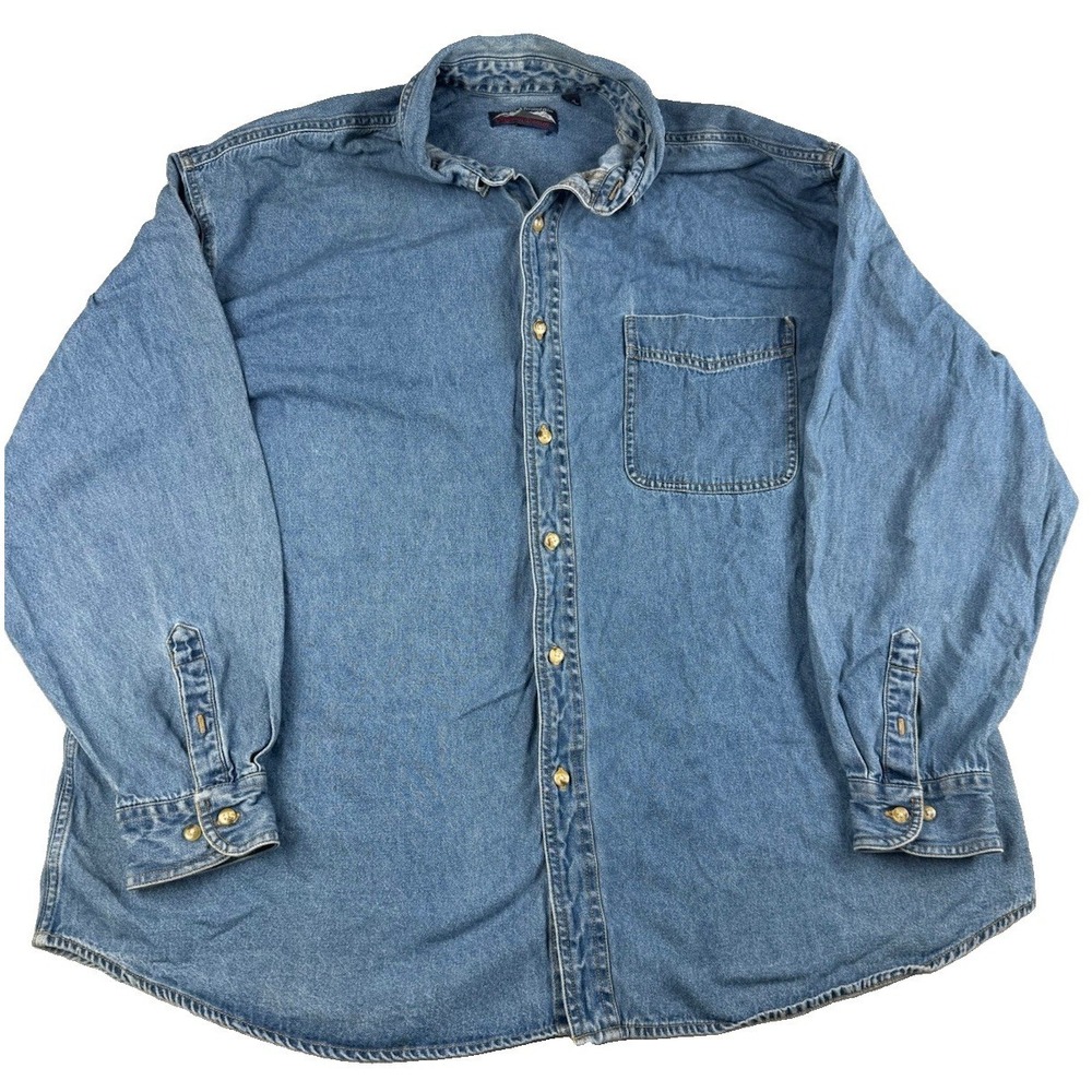 White Mountain Original Denim Shirt Mens 2XL Blue Jean Button Up XXL